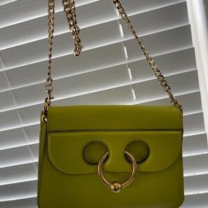 JW ANDERSON Lime Green Crossbody Bag with Gold Chain